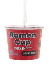 This ornament is a red cup of chicken flavored Ramen.