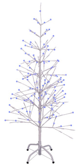 This image shows the white wrapped fake birch tree on a white background. The branches have blue and pure white LED lights.