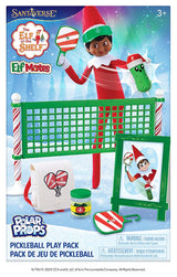 This image shows the packaging that this pickleball elf set comes in. It reads "Santaverse. The Elf on the Shelf Elf Mates. Polar Props Pickleball Play Pack."