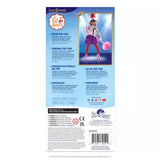 This image shows the back of the packaging of this Elf on the Shelf kit. It reads "Santaverse. The Elf on the Shelf Polar Pop Star. Scout Elves stand with ease in this special design that gives them super standing power. Place for your elves to find and they'll know what to do. 4 pieces."