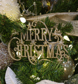 7.25" Gold Glitter Merry Christmas Ornament