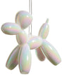 This is a picture of an ornament designed to look like it was shaped out of balloons to look like a dog. The color is a white/pearlescent color.