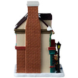 This is the side of the building. There are orange brick accents.