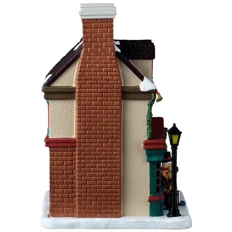 This is the side of the building. There are orange brick accents.