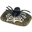 This is a Lemax Spooky Town accessory designed to look like a giant black spider yard decoration atop a giant white web.