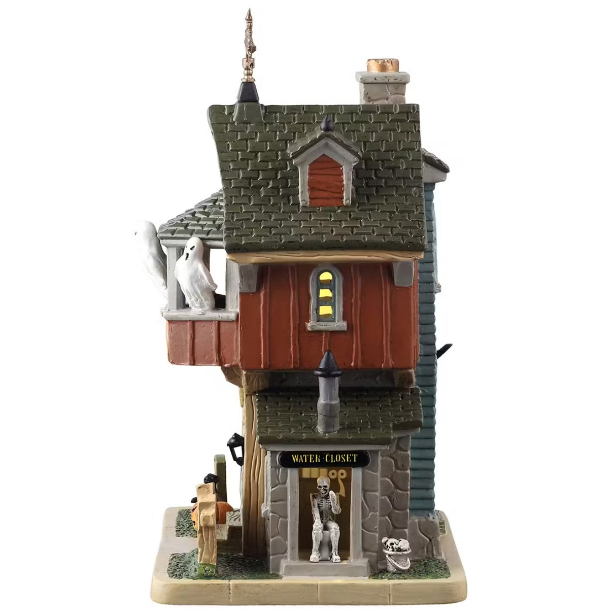 This is the other side of this Lemax building. You can see a skeleton sitting on the toilet through an open door near the sidewalk.