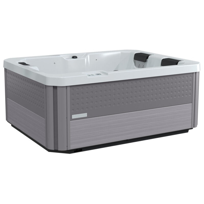 This is a view of the side of the hot tub on a white background.