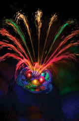This is a lifestyle image showing the fountain and it's different lights.