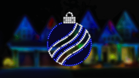 This animated image shows the Blue and Pure White twinkling LED ornament decoration.