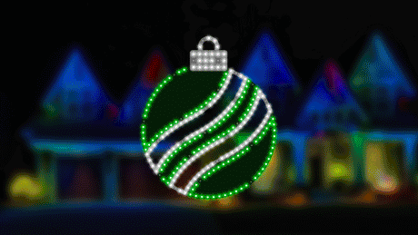 This animated image shows the Green and Pure White twinkling LED ornament decoration.