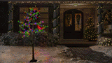 6' Multi-Colored LED Austrian Pine Tree with PE Berries, Pine Cones and Red Cardinal