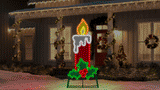This animated image shows how the top of the flame of this LED candle decoration flickers to appear life-like.