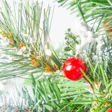 This is an up close view of the branches, the light bulbs and the berries.