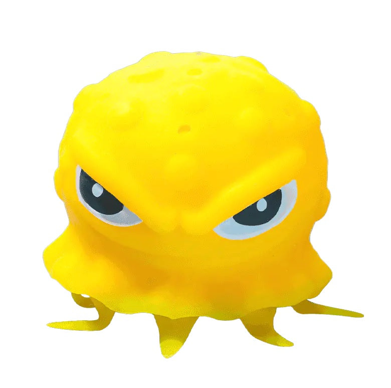 This image shows what the yellow squid ball looks like up close.