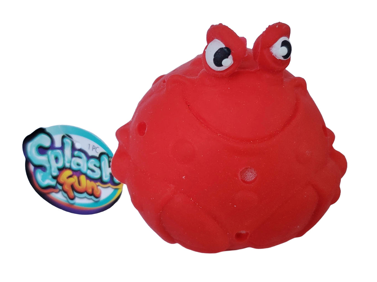 This image shows what the red crab ball looks like up close.