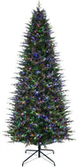This 11 ft. artificial Christmas tree is pre-lit with Multi-Colored Starry Lights. This tree is up against a white background.