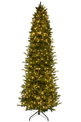 This image shows this specific artificial tree pre-lit with Warm White Starry Lights. This tree is up against a white background.
