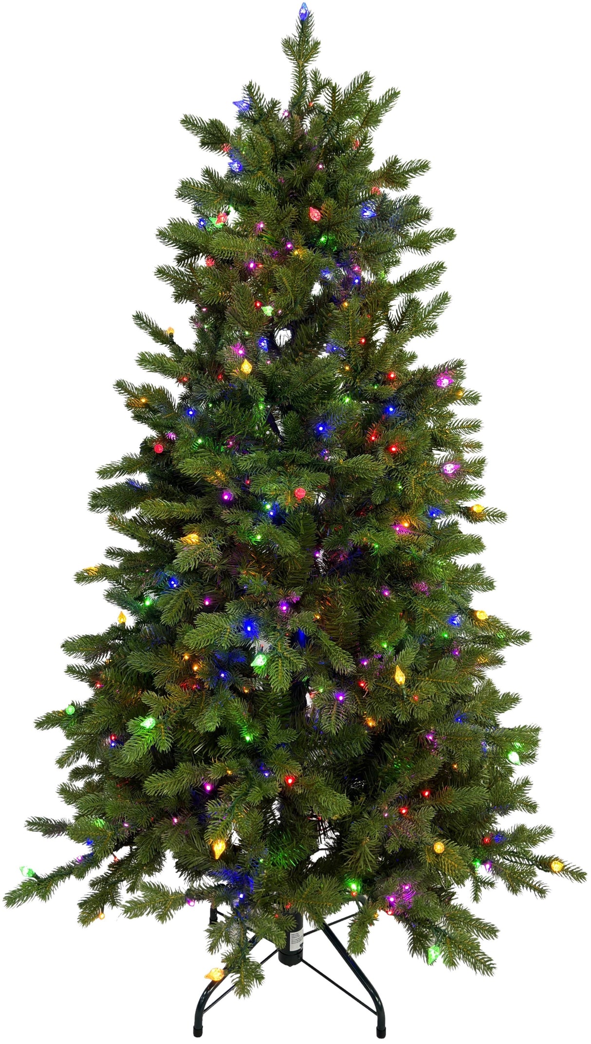 This image shows the 5 ft. artificial tree with Multi-Colored Starry Lights. This tree is up against a white background.