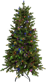 This image shows the 5 ft. artificial tree with Multi-Colored Starry Lights. This tree is up against a white background.