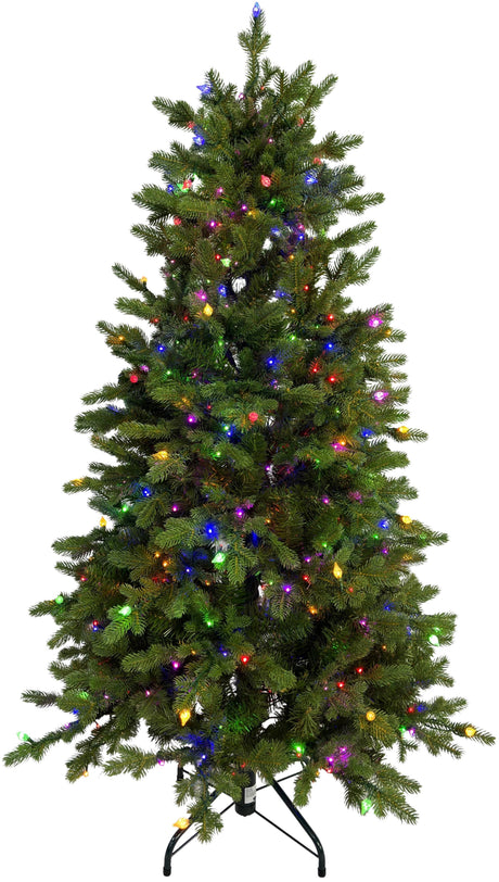 This image shows the 5 ft. artificial tree with Multi-Colored Starry Lights. This tree is up against a white background.