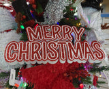 12.25" Red & White Merry Christmas Shelf Sitter