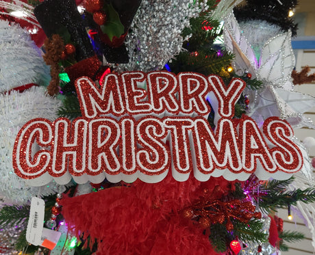 12.25" Red & White Merry Christmas Shelf Sitter