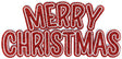 This image shows a decoration designed to sit on a shelf or in a centerpiece. It reads "MERRY CHRISTMAS" in a red and white glitter font.
