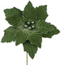 Sage Green colored poinsettia pick spray decoration. The petals are textured to look real. The edges of the petals are decorated with sage green glitter, as well as the center.