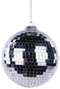 This image shows a round ball ornament covered in mirror tiles.
