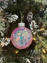 100MM Iridescent Mirror Ball Light-Up Ornament