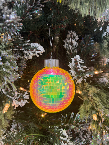 100MM Iridescent Mirror Ball Light-Up Ornament