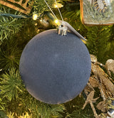 100MM Smooth Flocked Smoke Blue Ornament
