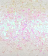 Up close view of the iridescent confetti glitter on the ornament.