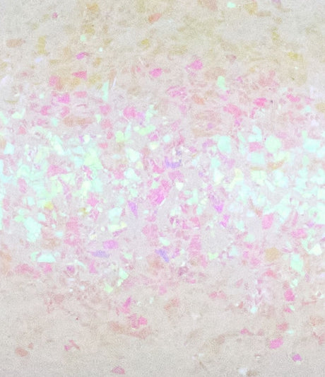Up close view of the iridescent confetti glitter on the ornament.