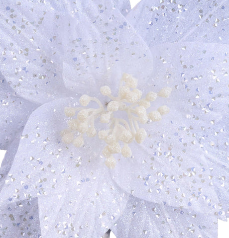 This is an up close view of the center of the poinsettia.
