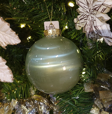 100MM Sage Green Lacquer Glass-Look Ornament