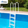 This is a lifestyle image showing this ladder in a pool.