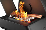 This is an up close view of meat cooking on the side burner.