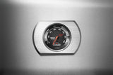 This is an up close view of the built-in in thermometer in the lid.