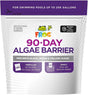 This image shows the packaging for FROG's 90 Day Algae Barrier. It prevents black, green and yellow algae. It's prefilled for No Mess, No Guess and No Stress. Simply drop it into the skimmer basket.