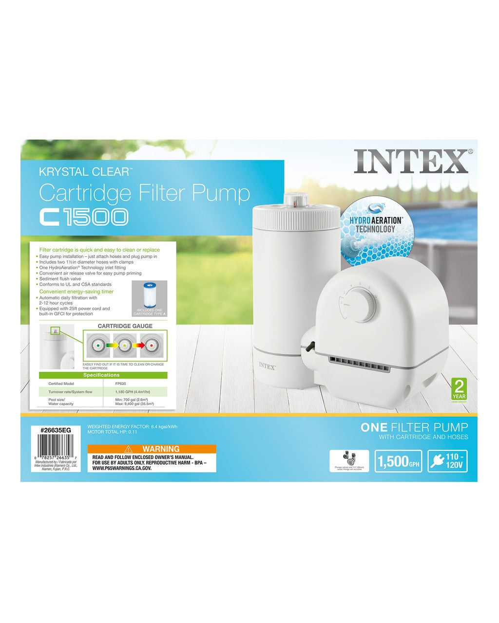 C1500 Cartridge Filter Pump with GFCI (110-120 Volt)