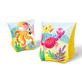 This image shows the side of the arm bands with the orange octopus and the red crab.