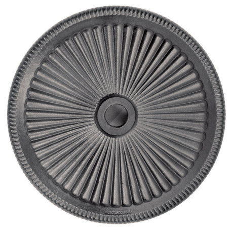 An up close view of the top of the anthracite colored umbrella base.