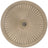 An up close view of the top of the champagne colored umbrella base.