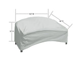 This image shows the dimensions of this particular outdoor furniture cover. It measures 46 inches in diameter. It measures 102 inches wide and 35 inches tall.