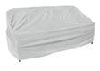 Protective outdoor furniture cover. The color is light gray. It fits an outdoor sofa.