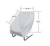 This image shows the dimensions of this particular outdoor furniture cover. It measures 40 inches in diameter. It measures 36 inches wide and 35 inches tall.