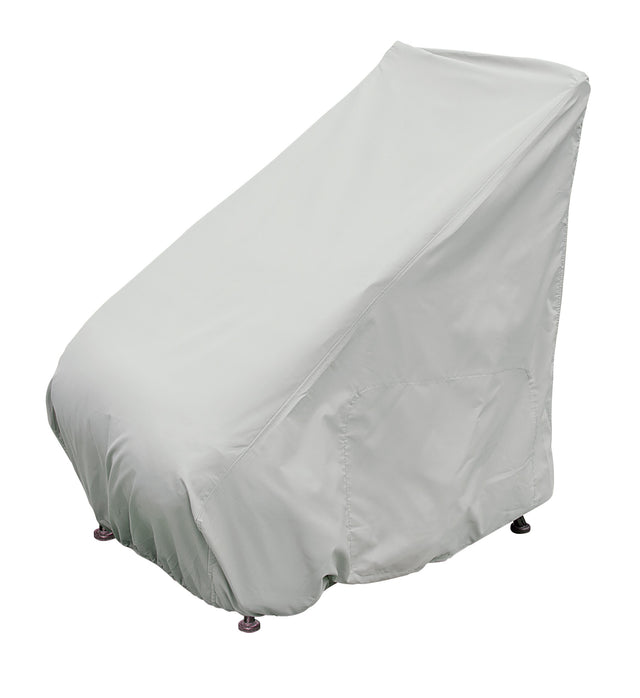 Protective outdoor furniture cover. The color is light gray. It fits a Counter Height Chair.