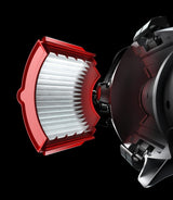 This image shows the vacuum opened with the filter put inside.