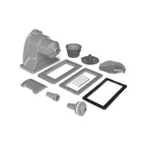 This image shows everything included when you buy the gray wide mouth skimmer.